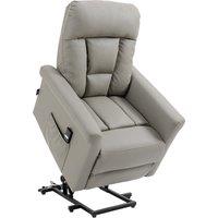 HOMCOM Power Lift Chair, PU Leather Recliner Sofa Chair for Elderly with Remote Control, Side Pocket, Grey Aosom UK