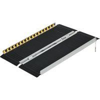 HOMCOM Wheelchair Ramp, 122L x 73Wcm, 272KG Capacity, Folding Aluminium Threshold Ramp w/ Non-Skid Surface, Transition Plates Above & Below Aosom UK