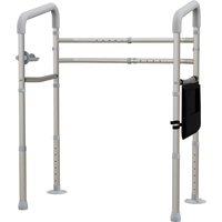 HOMCOM Free Standing Toilet Frame, Height & Width Adjustable Toilet Safety Frame w/ Arms, Additional Suction Cups, Handrail Grab Bar, 136kg Capacity