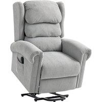 HOMCOM Power Lift Recliner Chair for Elderly, Velvet Electric Riser and Recliner Armchair for Living Room with Remote Control, 2 Side Pockets, Thick Padded Back, Grey
