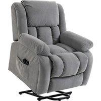 HOMCOM Recliner Armchair Lift Chair, Electric Recliner Chair with Vibration Massage and Heat, Wide Seat, USB Port, Light Grey