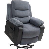 HOMCOM Riser Recliner Chair for Elderly, Electric Power Lift Recliner Armchair, Corduroy PU Leather Patchwork, Brown