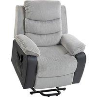 HOMCOM Power Lift Chair for Elderly, Corduroy Recliner with Wide Seat, High Back, USB Port, Side Pockets, Light Grey