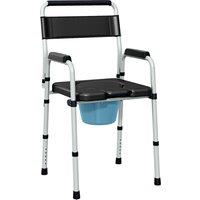HOMCOM Lightweight Non-Slip Commode, Height Adjustable Commode Toilet Chair with Arms and Back, Black