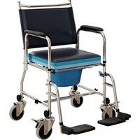 HOMCOM Rolling Shower Chair with Wheels, Bedside Commode Wheelchair with Padded Seat, Backrest, Black Aosom UK
