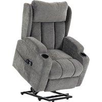 HOMCOM Power Lift Recliner Chair with Vibration Massage and Heat, Chenille Riser and Recliner Armchair for Elderly, Grey