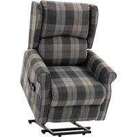 HOMCOM Power Lift Recliner Chair with Vibration Massage, Heat, Checked Lift Chair with Remote, Side Pockets, Grey