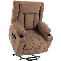 HOMCOM Dual Motor Recliner Chair, 55 Electric Lift Chair for Elderly, Recliner Armchair with Massage and Heat, Brown