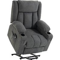 HOMCOM Dual Motor Recliner Chair, 55 Electric Lift Chair for Elderly, Recliner Armchair with Massage and Heat, Dark Grey
