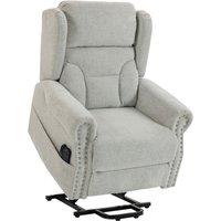 HOMCOM Riser Recliner Chair with Massage and Heat, Chenille Electric Power Lift Recliner Chair for Elderly, Light Grey Aosom UK