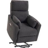 HOMCOM Riser Recliner Chair with Massage and Heat, Teddy Fleece Electric Power Lift Recliner for Elderly, Dark Grey