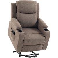 HOMCOM Riser Recliner Chair with Massage and Heat, Linen Electric Lift Armchair for Elderly with Spring Cushion, Brown