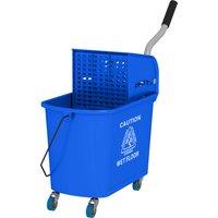 HOMCOM 20L Mop Bucket with Wringer and Handle, Mop Bucket on Wheels for Floor Cleaning, Separate Dirty and Clean Water, Blue Aosom UK