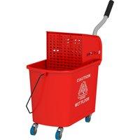 HOMCOM 20L Mop Bucket with Wringer and Handle, Mop Bucket on Wheels for Floor Cleaning, Separate Dirty and Clean Water, Red Aosom UK