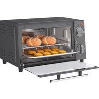 HOMCOM Mini Oven, 9L Countertop Electric Grill, Toaster Oven with Adjustable Temperature, Timer, Baking Tray and Wire Rack, 750W, Grey Aosom UK