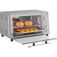 HOMCOM Mini Oven, 9L Countertop Electric Grill, Toaster Oven with Adjustable Temperature, Timer, Baking Tray and Wire Rack, 750W, Silver Aosom UK