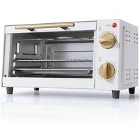 HOMCOM Mini Oven, 9L Countertop Electric Grill, Toaster Oven with Adjustable Temperature and Timer, 750W, White