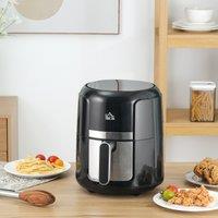 HOMCOM Compact Air Fryer Oven: 1300W 4L Capacity, Rapid Air Circulation, Adjustable Temperature & Timer, Non-Stick Basket, Black Aosom UK