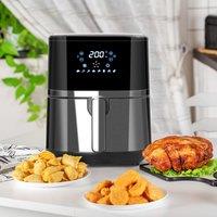 HOMCOM 4.5L Digital Air Fryer, 1500W W/ Digital Display, Adjustable Temperature, Timer and Nonstick Basket, Black Aosom UK