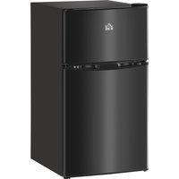 HOMCOM 88L Under Counter Fridge Freezer, Small Refrigerator with 5-Setting, 3 Star Freezer Rating, Black