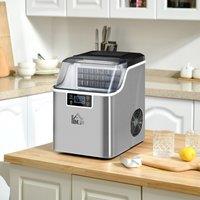 HOMCOM Ice Maker Machine, Counter Top Ice Cube Maker for Home, 20kg in 24 Hrs, 3.2L w/ Adjustable Cube Size, Self Cleaning Function Aosom UK