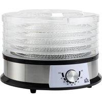 HOMCOM 5 Tier Food Dehydrator, 250W Stainless Steel Food Dryer Machine w/ Adjustable Temperature for Drying Fruit, Meat, Vegetable, Silver Aosom UK