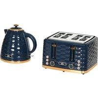 HOMCOM 3000W 1.7L Rapid Boil Kettle & 4 Slice Toaster, Kettle and Toaster Set with 7 Browning Controls and Crumb Tray, Blue