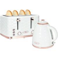HOMCOM Kettle and Toaster Sets, 3000W 1.7L Rapid Boil Kettle & 4 Slice Toaster w/ 7 Browning Controls, Defrost, Reheat & Crumb Tray, Otter thermostat