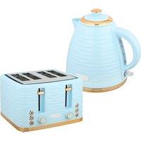 HOMCOM 3000W 1.7L Kettle & 4 Slice Toaster, Kettle and Toaster Set with 7 Browning Controls and Crumb Tray, Light Blue