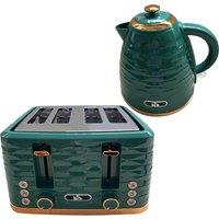 HOMCOM Kettle and Toaster Set, 1.7L 3000W Fast Boil Jug Kettle with 4 Slice Toaster with 7 Level Browning Controls & Crumb Tray, Green Aosom UK
