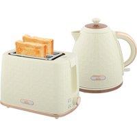 HOMCOM 1.7L 3000W Fast Boil Kettle & 2 Slice Toaster Set, Kettle and Toaster Set with Auto Shut Off, Browning Controls, Beige