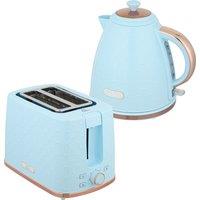 HOMCOM 1.7L 3000W Fast Boil Kettle & 2 Slice Toaster Set, Kettle and Toaster Set with Auto Shut Off, Browning Controls, Light Blue