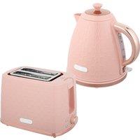 HOMCOM 1.7L 3000W Fast Boil Kettle & 2 Slice Toaster Set, Kettle and Toaster Set with Auto Shut Off, Browning Controls, Light Pink