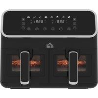 HOMCOM Dual Air Fryer, 8L Family Size Double Air Fryer Oven w/ 8-In-1 Presets, Smart Finish, Digital Display, Visual Window, Timer for Oil Aosom UK