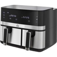 HOMCOM Dual Air Fryer, 8.5L Family Size Double Air Fryer Oven w/ 8-In-1 Presets, Smart Finish, Digital Display, Recipe, Timer, Low Fat Aosom UK