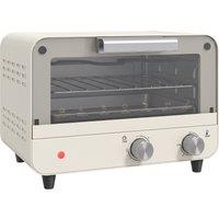 HOMCOM Mini Oven, Small Toaster Oven with Glass Door, Adjustable Temperature and Timer, Accessory Included, 750W, Cream White