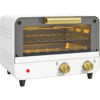HOMCOM Small Toaster Oven, 12L Multifunction Mini Countertop Oven with Glass Door, Adjustable Temperature and Timer, Accessory Included, 750W, White