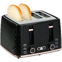 HOMCOM 4 Slice Toaster with 7 Browning Levels, High Lift, Reheat/Defrost/Cancel, Self-centring Function, Auto Off, 1600W, Black