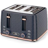 HOMCOM Toaster 4 slice, Toaster with 7 Browning Levels, High Lift, Reheat/Defrost/Cancel, Self-centring Function, Dark Blue