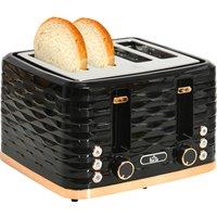 HOMCOM 4 Slice Toaster with 7 Browning Levels, High Lift, Self-centring Function, Removable Crumb Tray, 1600W, Black Water Ripple Texture
