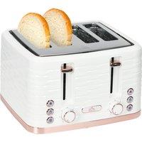 HOMCOM 4 Slice Toaster with 7 Browning Levels, High Lift, Reheat/Defrost/Cancel, Self-centring Function, Auto Off, 1600W, Cream White
