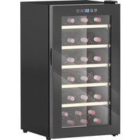 HOMCOM 41 Bottle Wine Fridge, 91 Litre Capacity, 45cm Wine Cooler Fridge with Glass Door, LED Light, Digital Touch Screen, Temperature Control, Freestanding Wine Refrigerator, Black