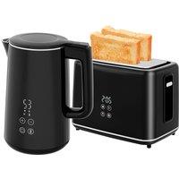 HOMCOM Kettle and Toaster Set, 1.5L 3000W Fast Boil Kettle with 7 Level Browning Controls, Defrost, Reheat and Crumb Tray, Black Aosom UK