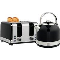 HOMCOM Polished Metal Kettle and Toaster Set - Black