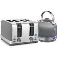 HOMCOM Stainless Steel Kettle and Toaster Set, 1.7L 3000W Cordless Fast Boil Kettle, 4 Slice Toaster Kitchen Set, Grey