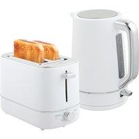 HOMCOM Kettle and Toaster Set, 1.7L 3000W Fast Boil Kettle & 2 Slice Toaster Kitchen Set with 6 Level Browning Controls, Defrost, Reheat, White