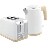 HOMCOM Kettle and Toaster Set, 1.7L 3000W Fast Boil Kettle & 2 Slice Toaster Kitchen Set with 7 Level Browning Controls, Defrost, Reheat, White