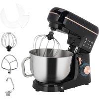 HOMCOM Stand Mixer for Baking, 5L Food Mixer with Dough Hook, Whisk, 6 Speeds and Pulse Setting, , Stainless Steel Bowl, Splash Guard, Black
