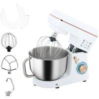 HOMCOM 5L Food Mixer for Baking, 6 Speeds and Pulse Setting, 1400W Cake Electric Kitchen Mixer with Dough Hook, Whisk, Stainless Steel Bowl, White
