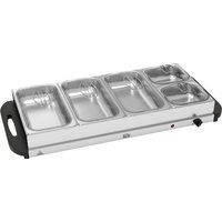 HOMCOM Electric Food Warmer 5 Tray, 9.2L Portable Buffet Server and Warming Tray with Lids, Adjustable Temperature Control and Cool Touch Handles, 450W, 3 x 2.4L and 2 x 1L, Silver Tone